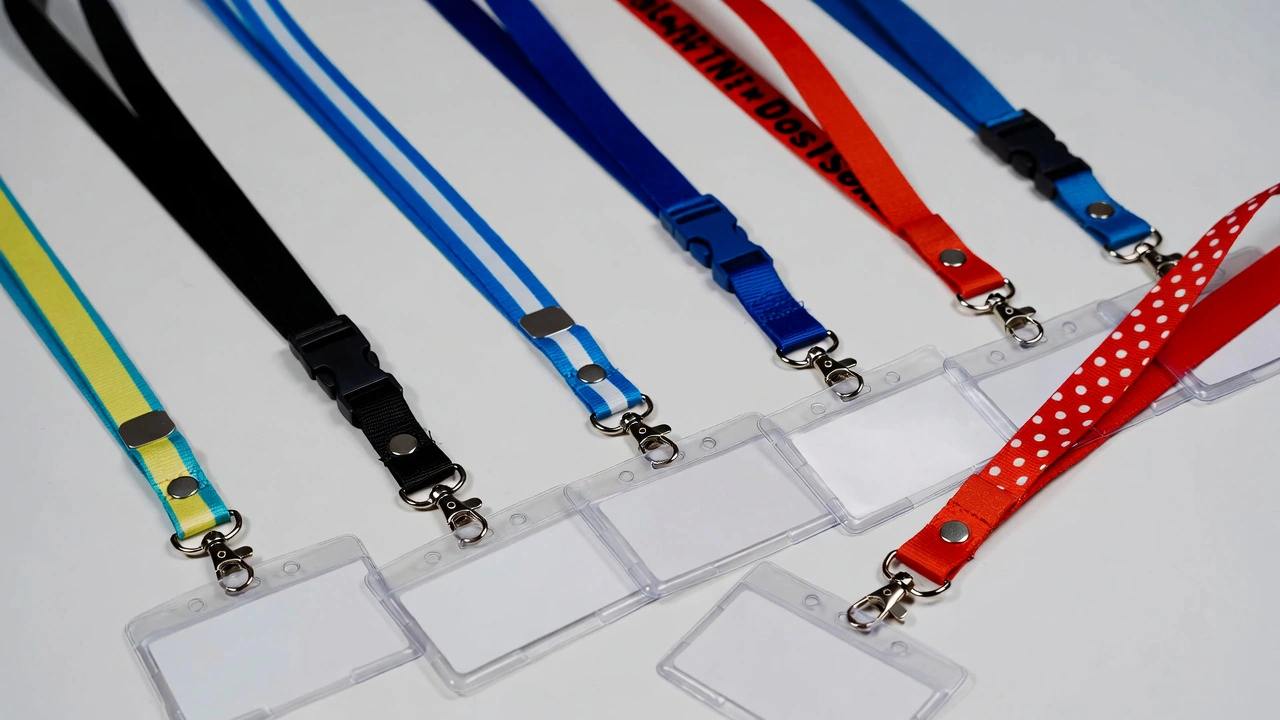 Different printed lanyards and ID card holders