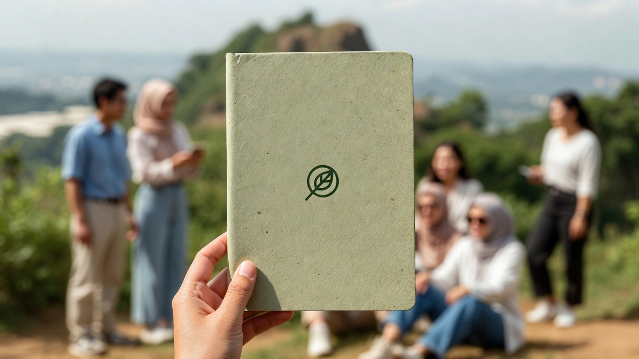 personalised eco notebook on table with pen