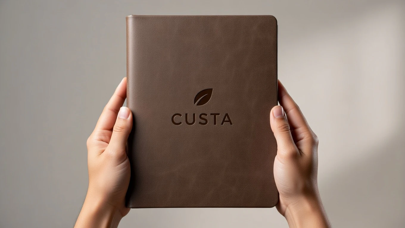 PU leather organizer on a table