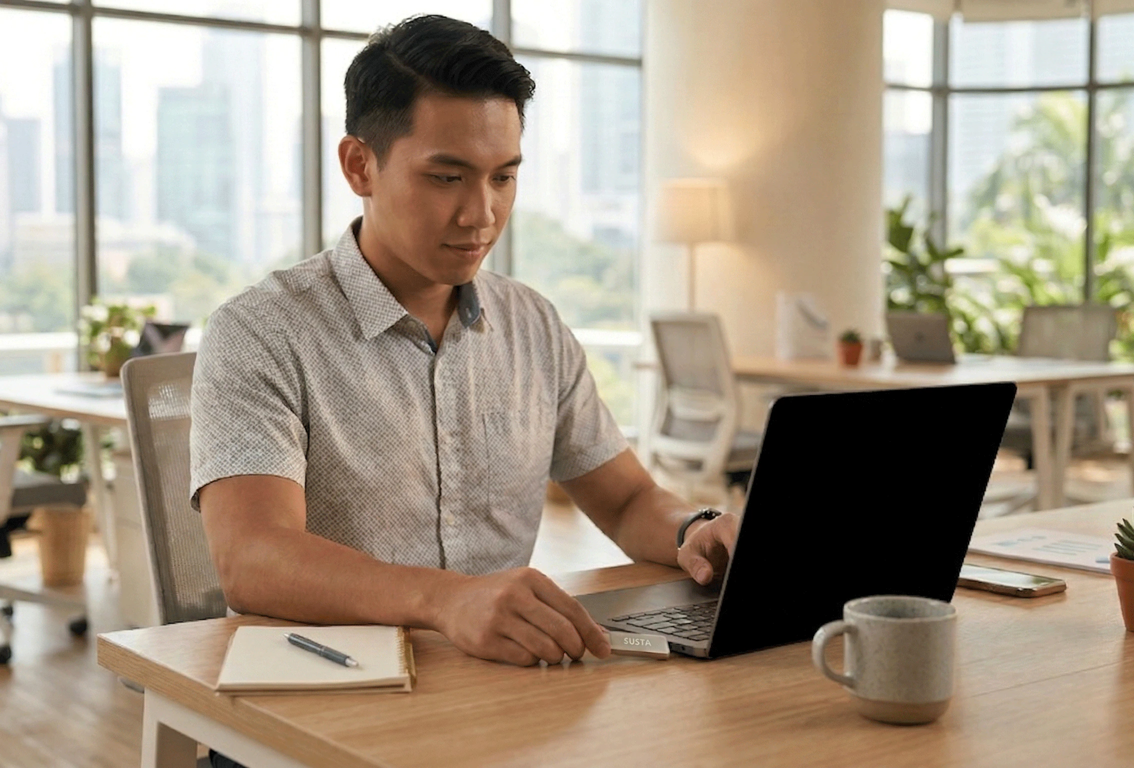 Custom printed USB thumb drive with company logo — CUSTA Singapore